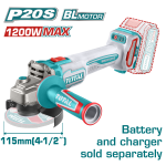 صاروخ بطارية 20 فولت بدون بطارية 4.5 بوصة 1200 وات